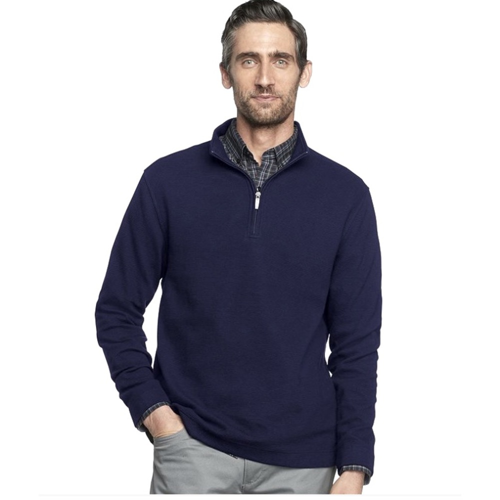 Men's Van Heusen Jaspe Classic-Fit Ottoman Quarter-Zip Pullover Large Navy